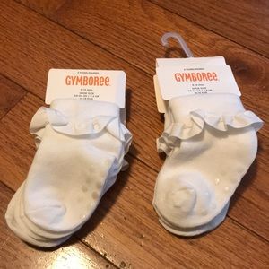 NWT Gymboree White Ruffle Girl Socks Rubber Grips